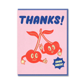 Cartoon cherries with 'THANKS! SOOO MUCH!' text on a pink background
