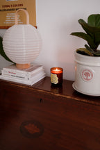sun dance peach & coconut soy wax scented candle
